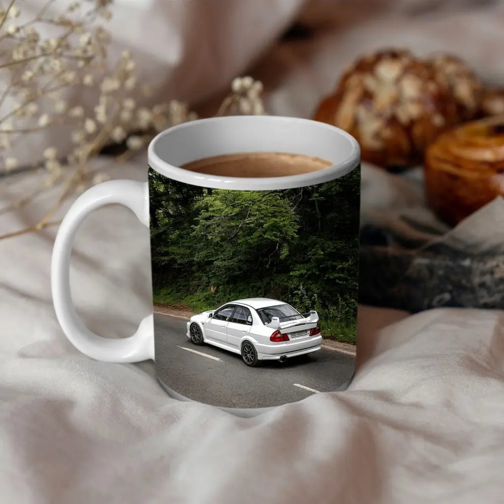 Mitsubishi Lancer Evolution White Road Drive – Mugs