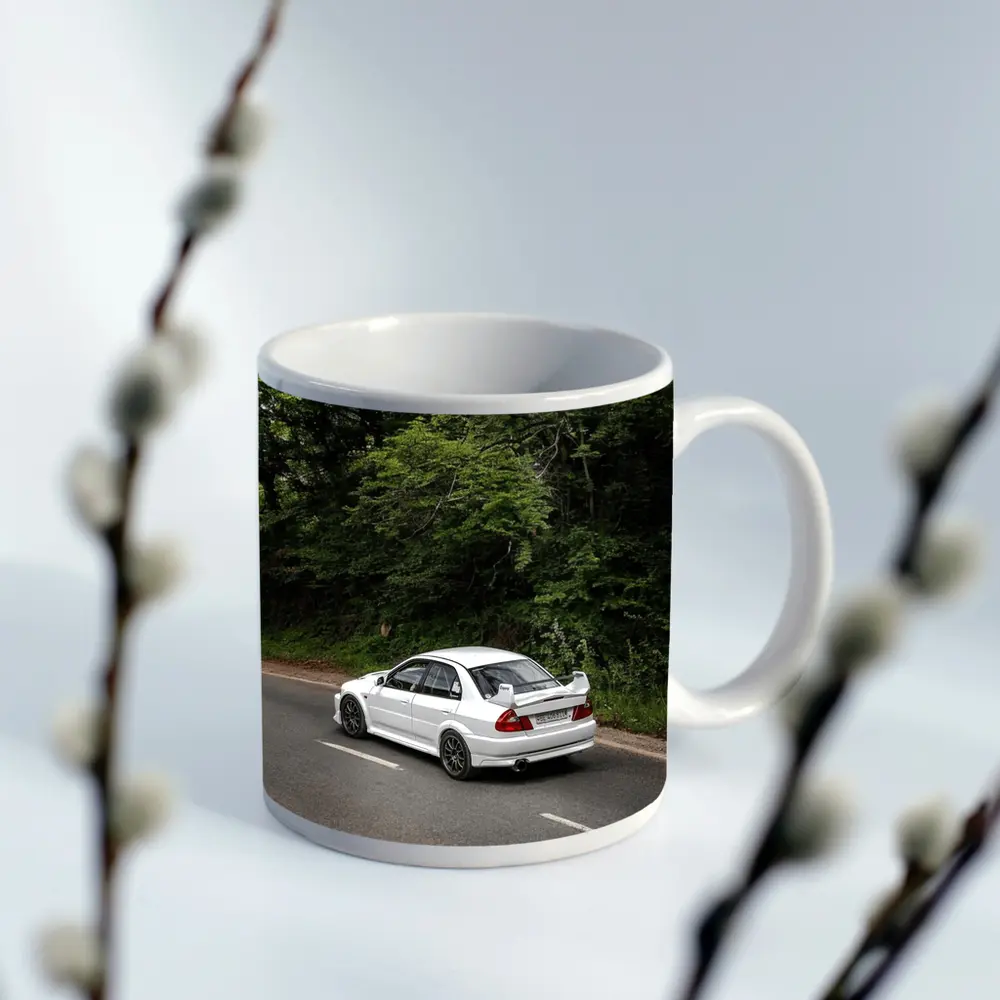 Mitsubishi Lancer Evolution White Road Drive – Mugs