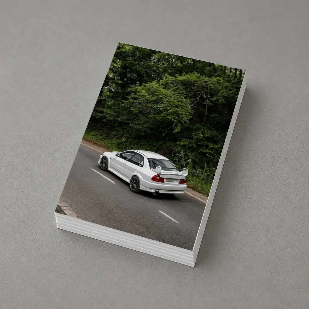 Mitsubishi Lancer Evolution White Road Drive – Postcards
