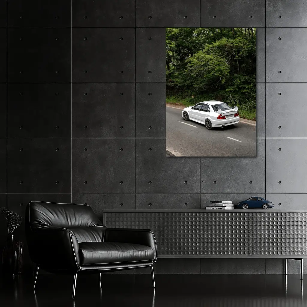 Mitsubishi Lancer Evolution White Road Drive – Wall Art