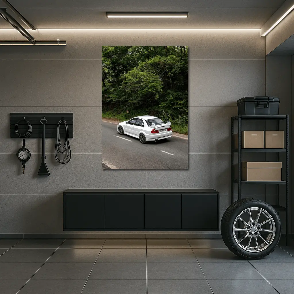 Mitsubishi Lancer Evolution White Road Drive – Wall Art