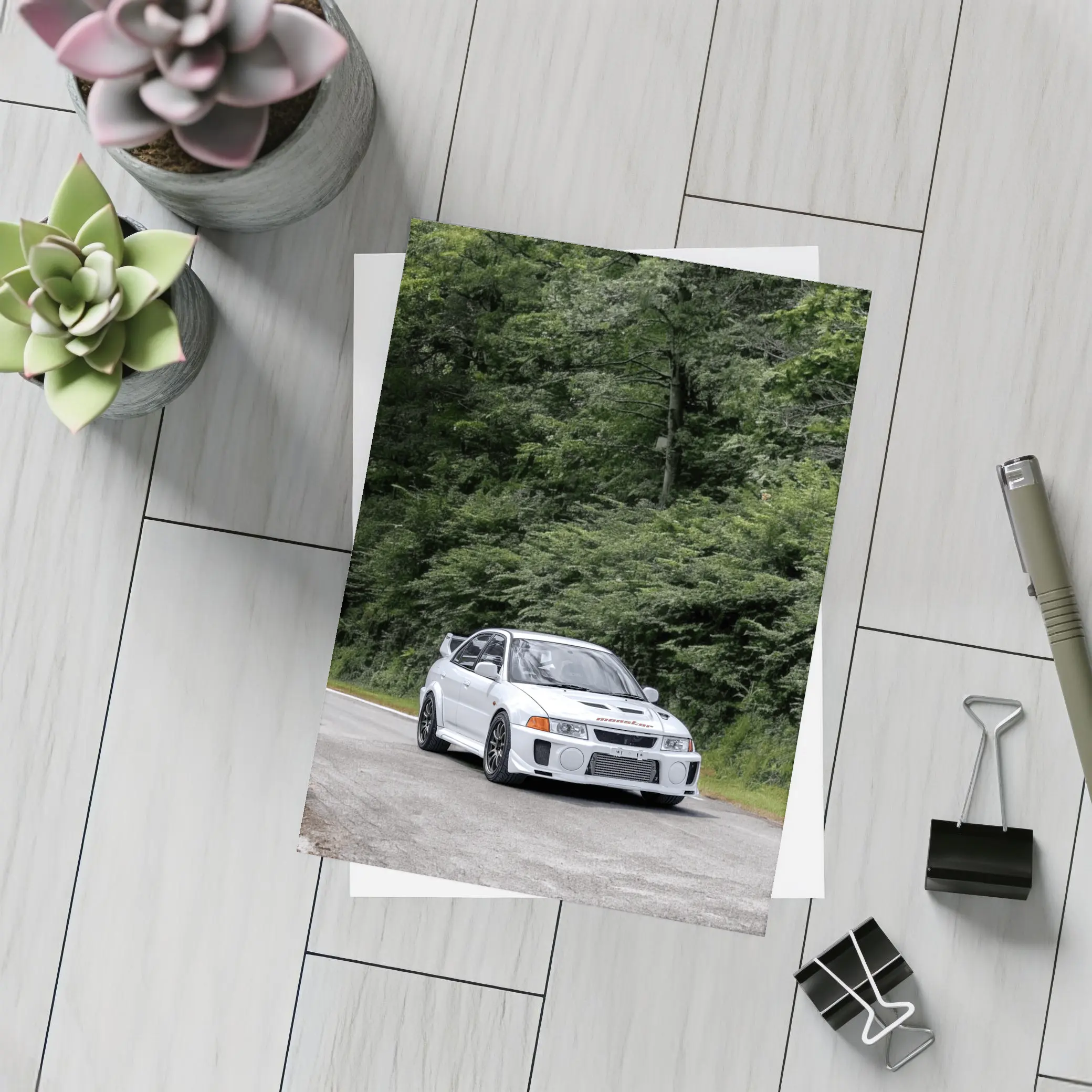 Mitsubishi Lancer Evo White Mountain Road – Postcards