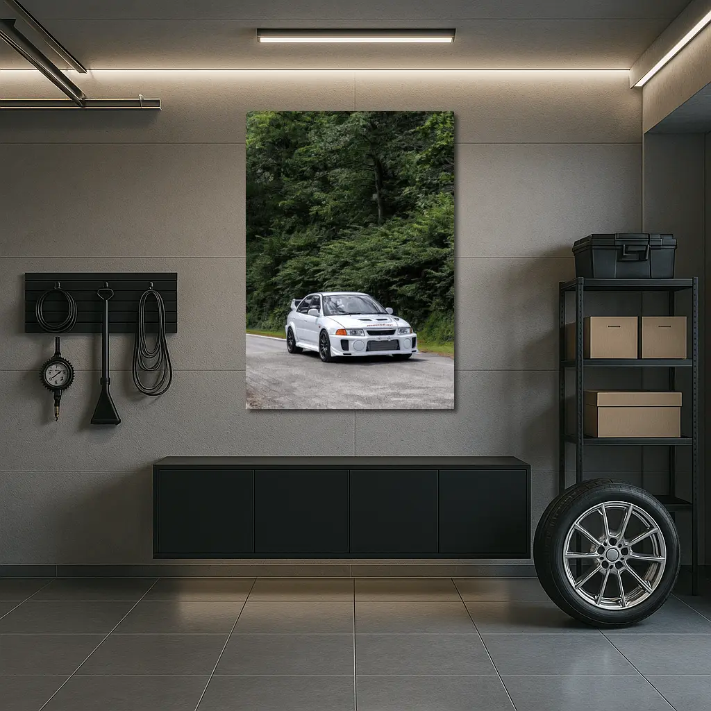Mitsubishi Lancer Evo White Mountain Road – Wall Art