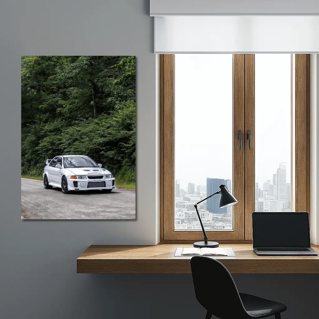 Mitsubishi Lancer Evo White Mountain Road – Wall Art