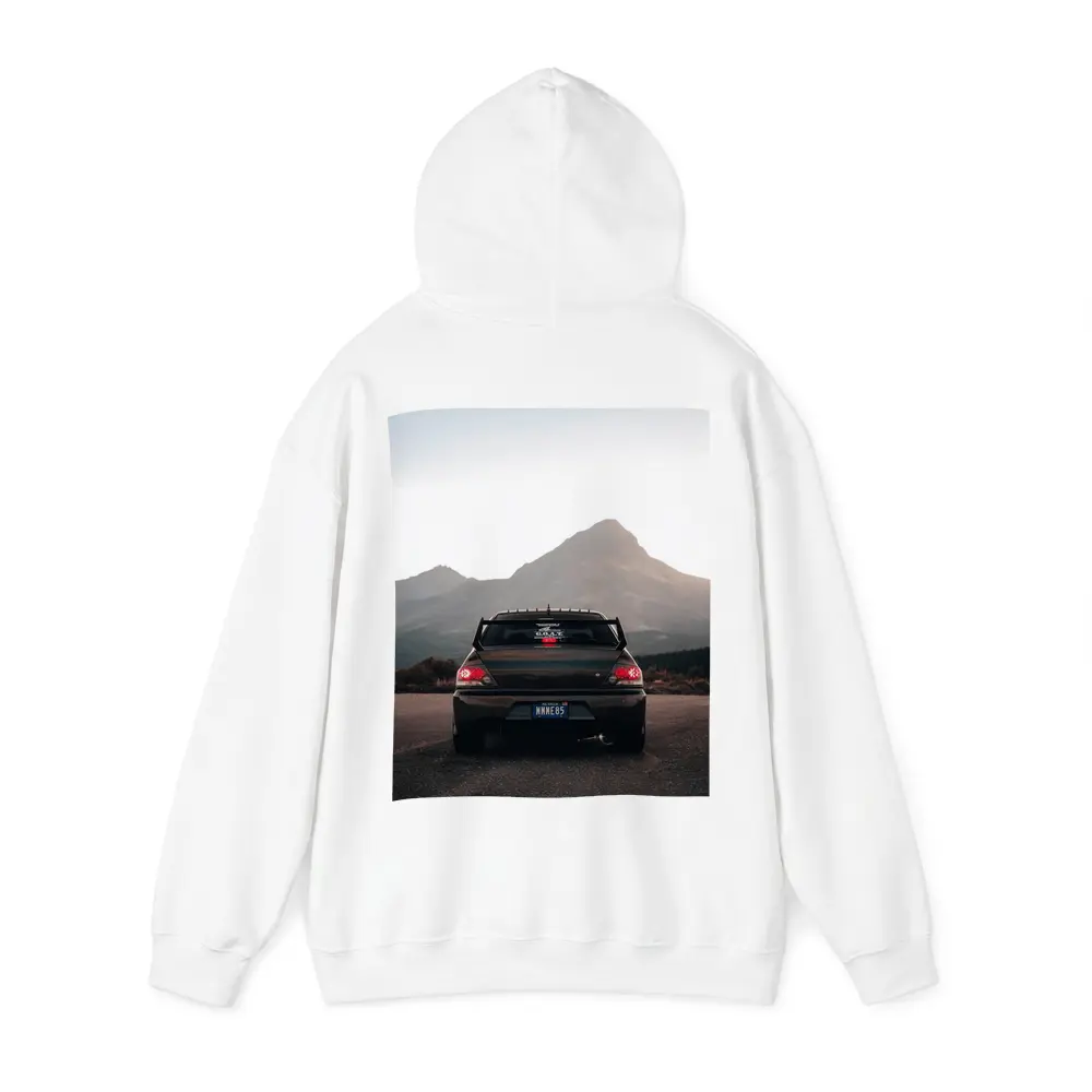 Mitsubishi Lancer Evo Mountains Sunset Rear – Hoodies