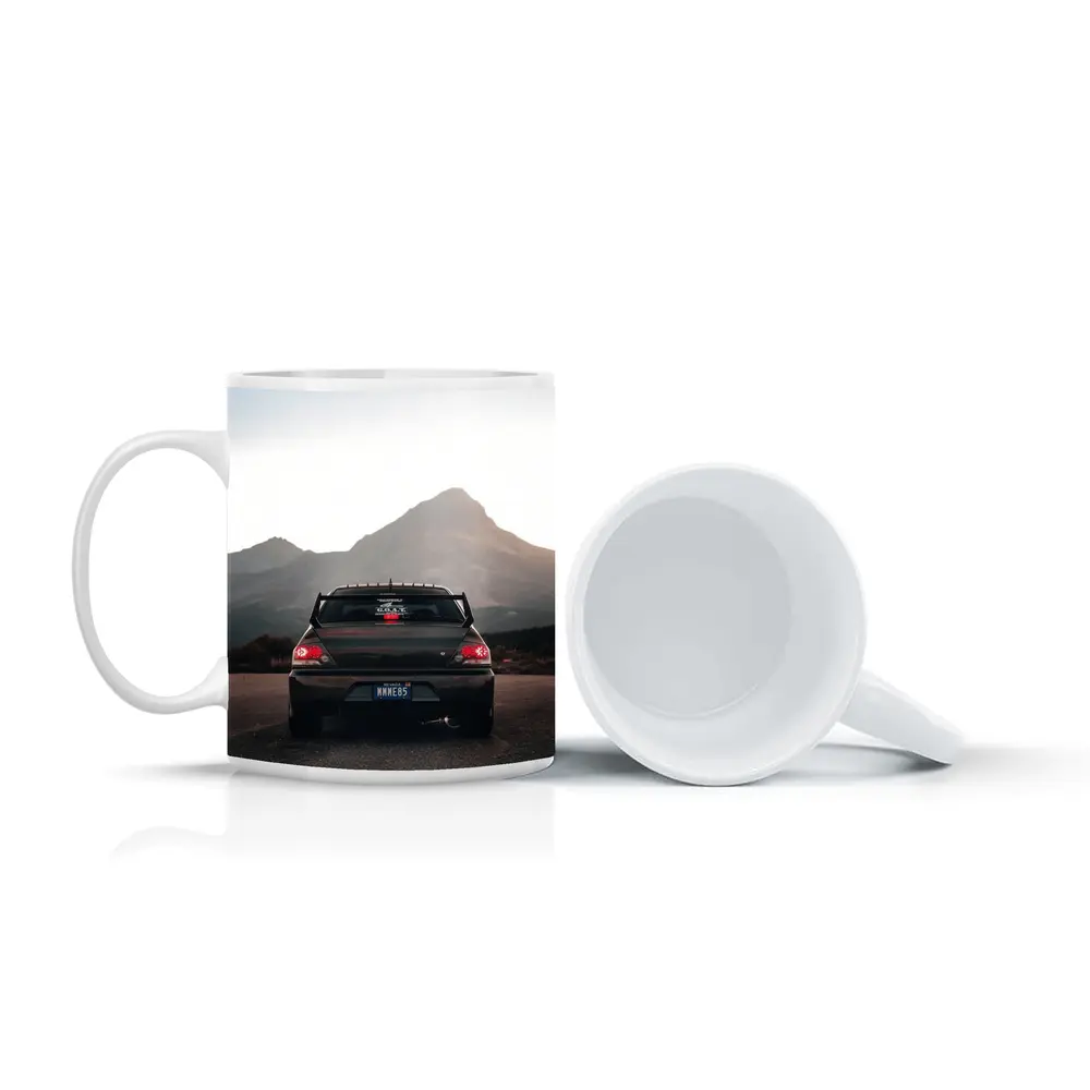 Mitsubishi Lancer Evo Mountains Sunset Rear – Mugs
