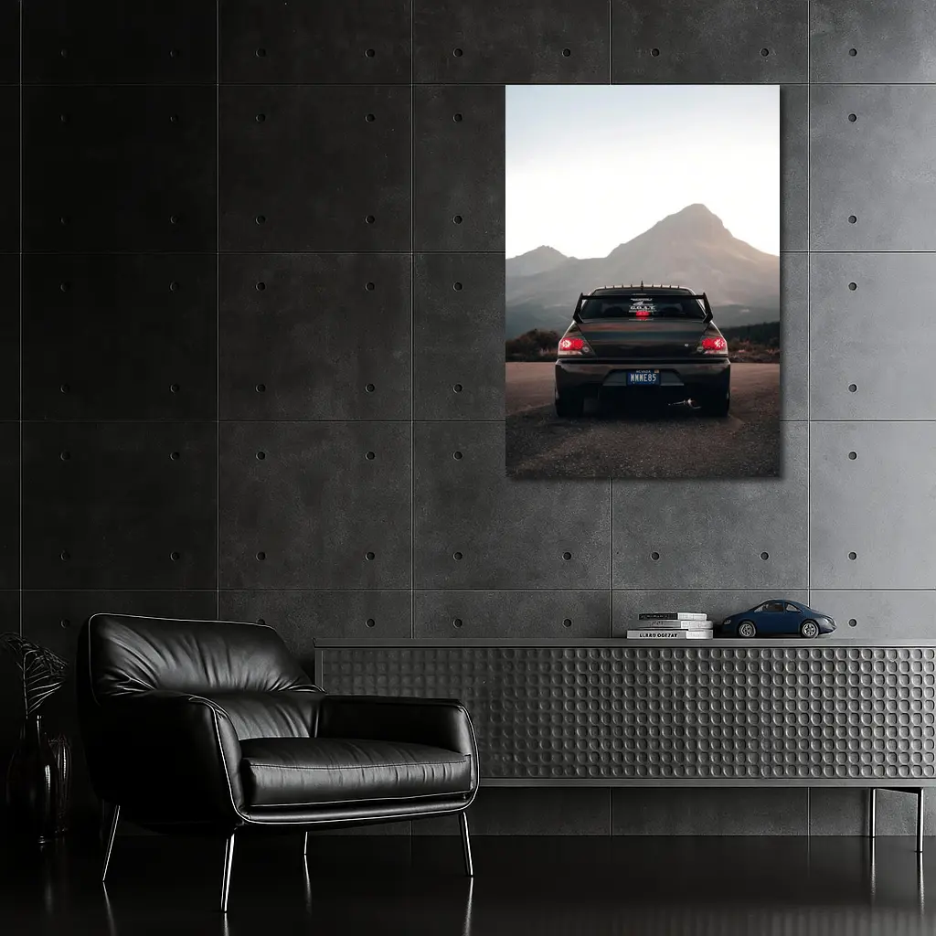 Mitsubishi Lancer Evo Mountains Sunset Rear – Wall Art