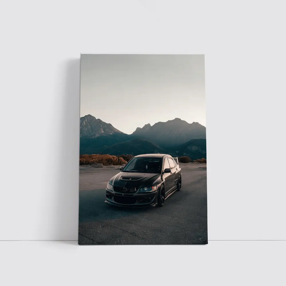 Mitsubishi Lancer Evo Black Mountain Backdrop – Wall Art