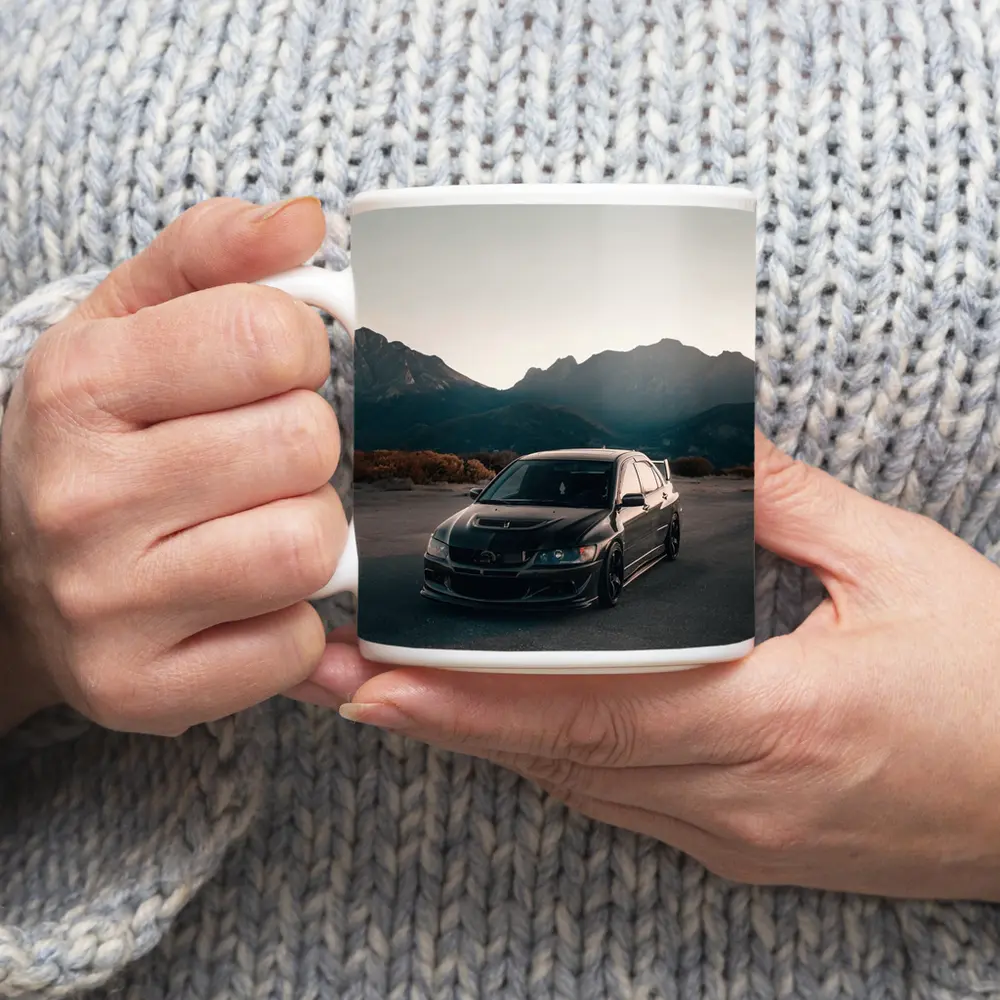Mitsubishi Lancer Evo Black Mountain Backdrop – Mugs