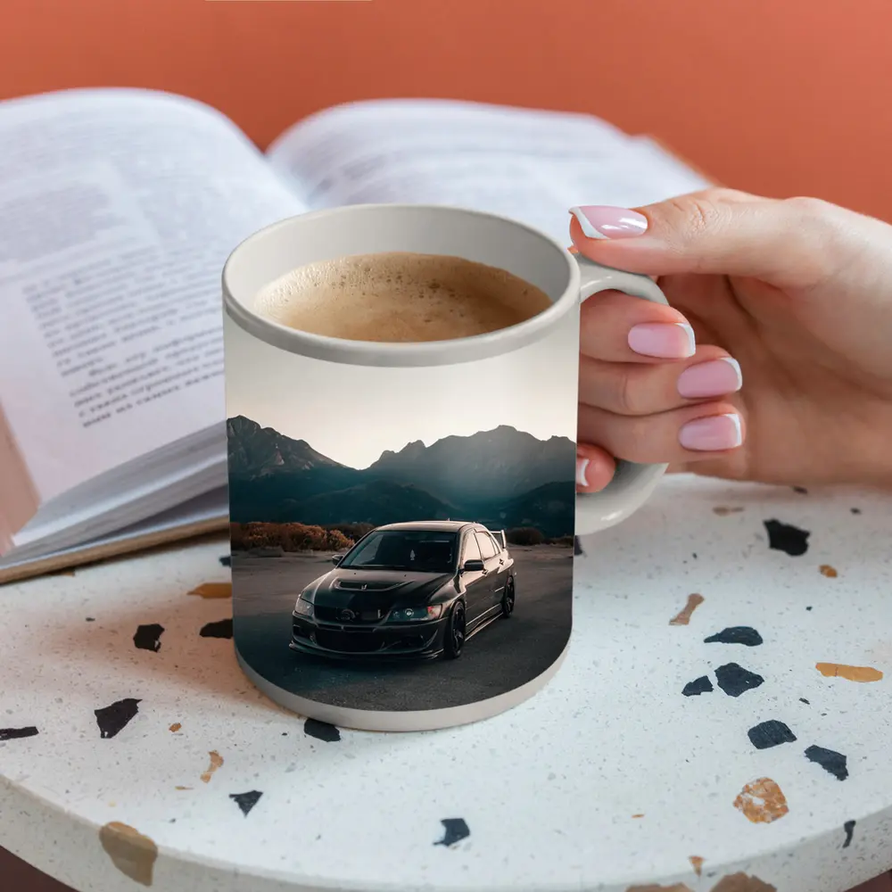 Mitsubishi Lancer Evo Black Mountain Backdrop – Mugs