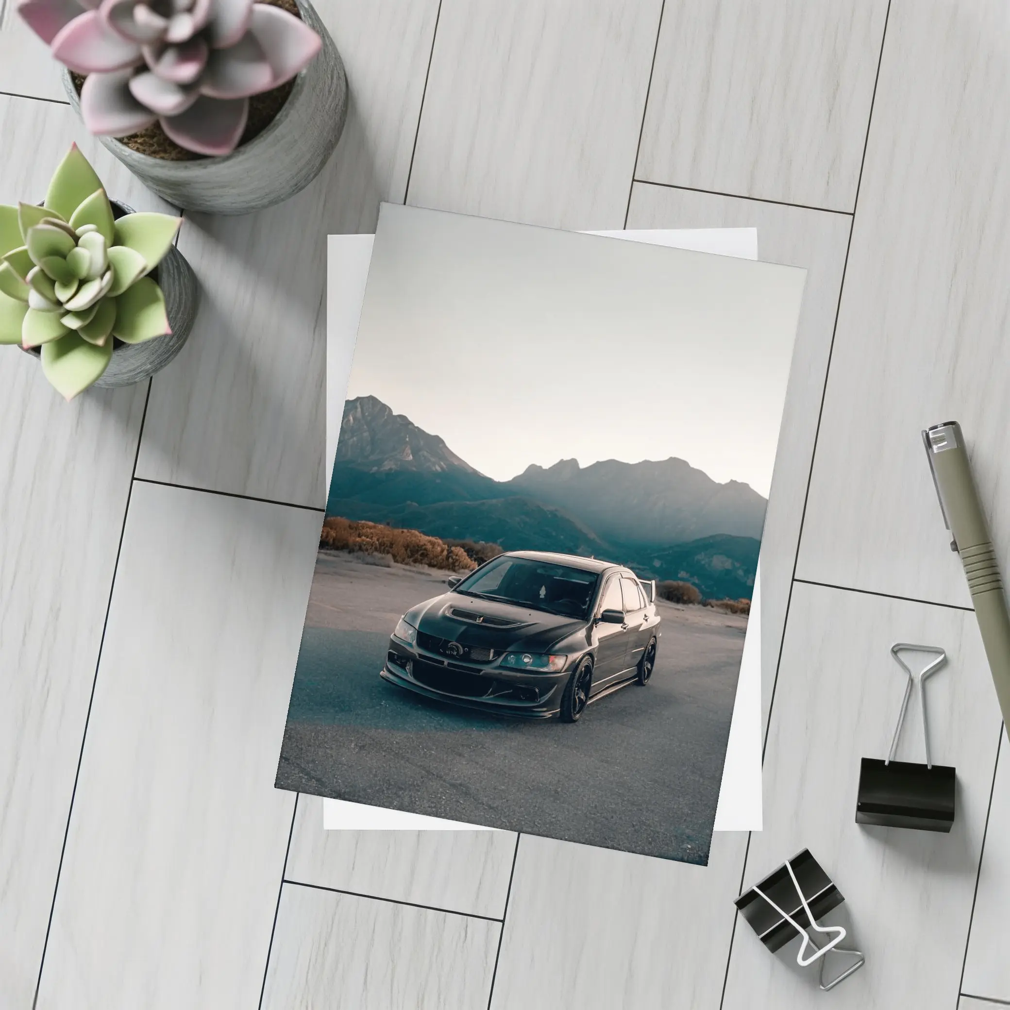 Mitsubishi Lancer Evo Black Mountain Backdrop – Postcards