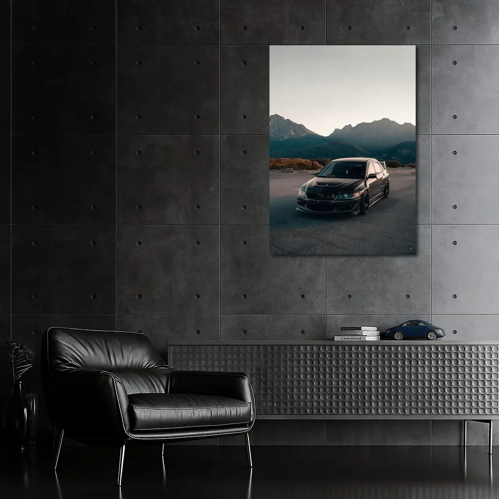 Mitsubishi Lancer Evo Black Mountain Backdrop – Wall Art
