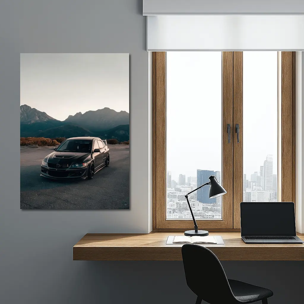 Mitsubishi Lancer Evo Black Mountain Backdrop – Wall Art