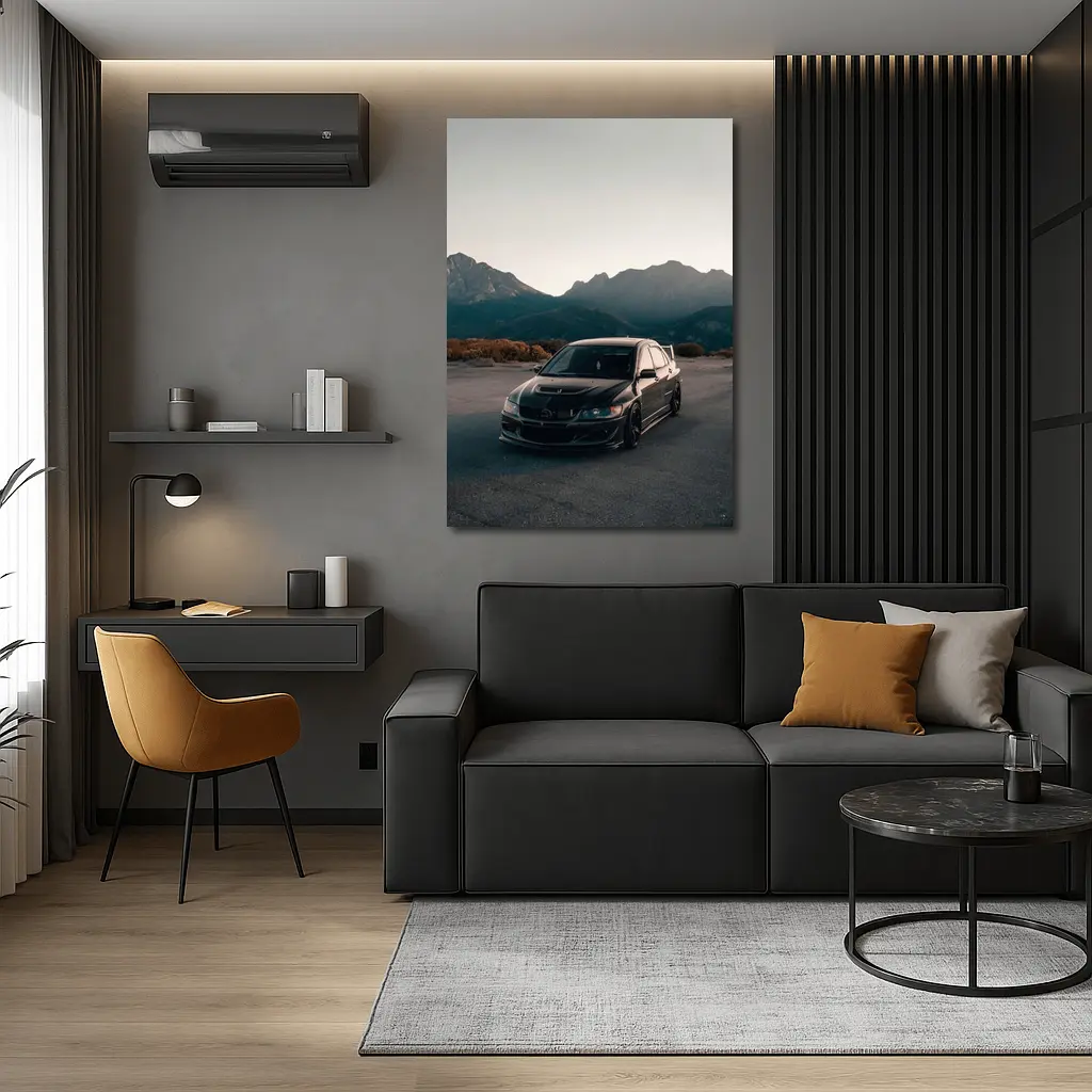 Mitsubishi Lancer Evo Black Mountain Backdrop – Wall Art