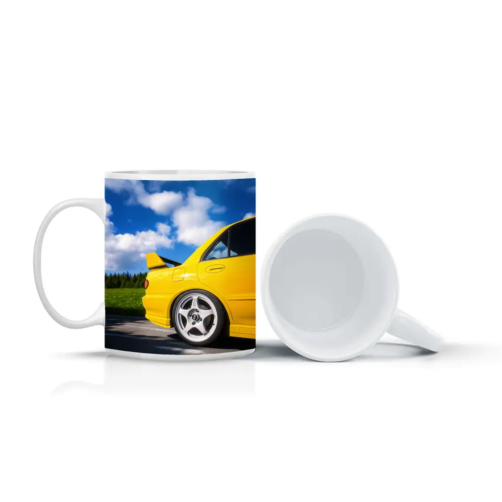 Mitsubishi Lancer Evo Yellow Summer Road – Mugs