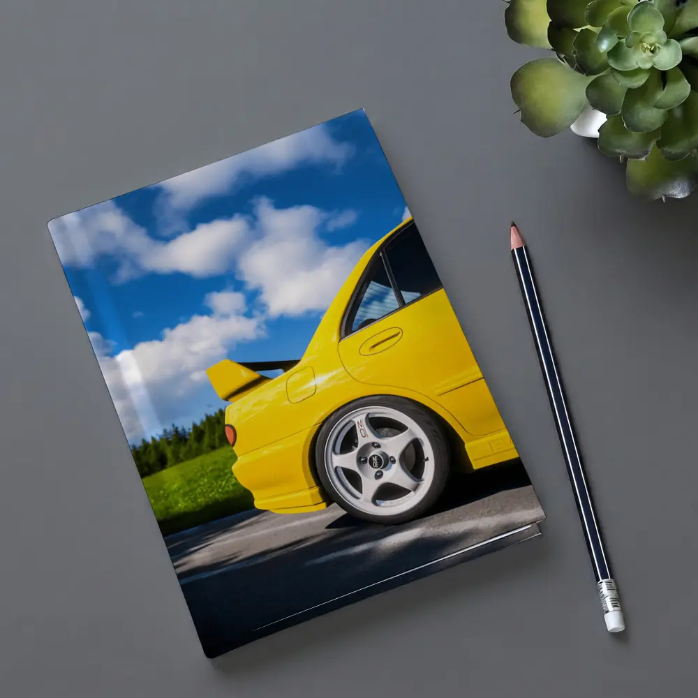 Mitsubishi Lancer Evo Yellow Summer Road – Notebooks