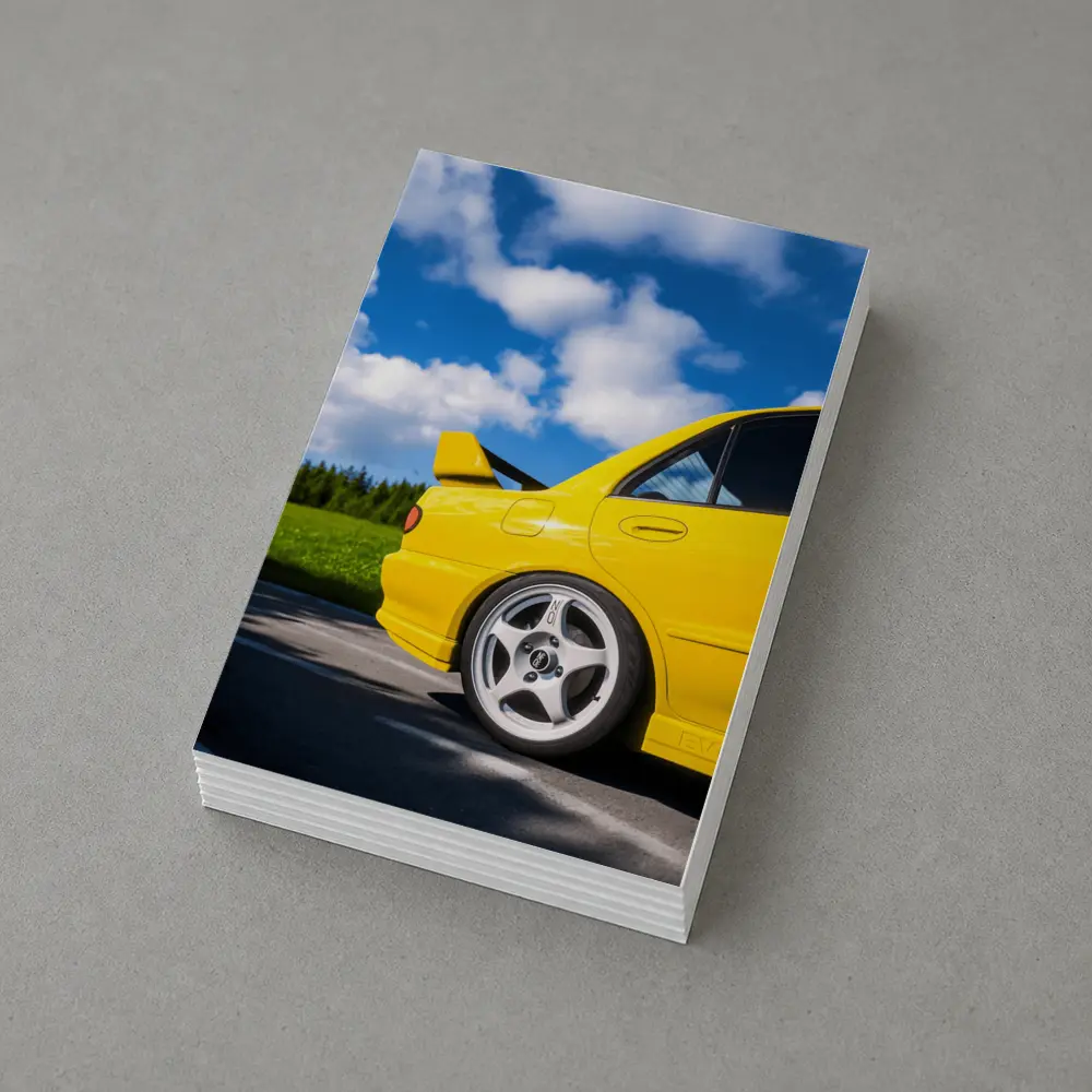 Mitsubishi Lancer Evo Yellow Summer Road – Postcards