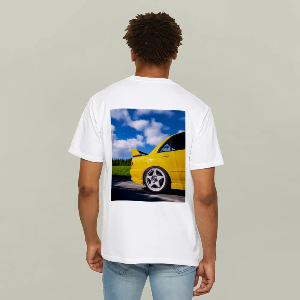 Mitsubishi Lancer Evo Yellow Summer Road – T-Shirts