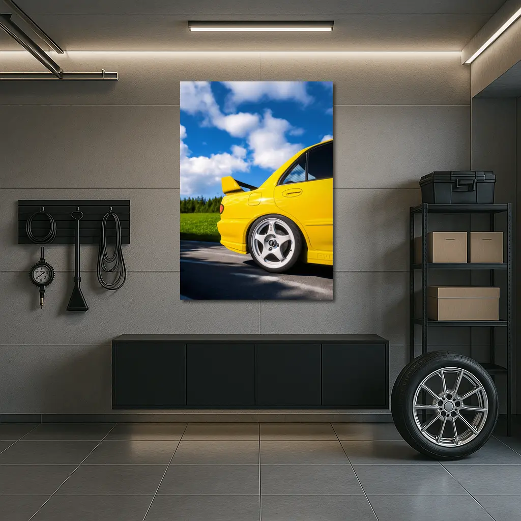 Mitsubishi Lancer Evo Yellow Summer Road – Wall Art