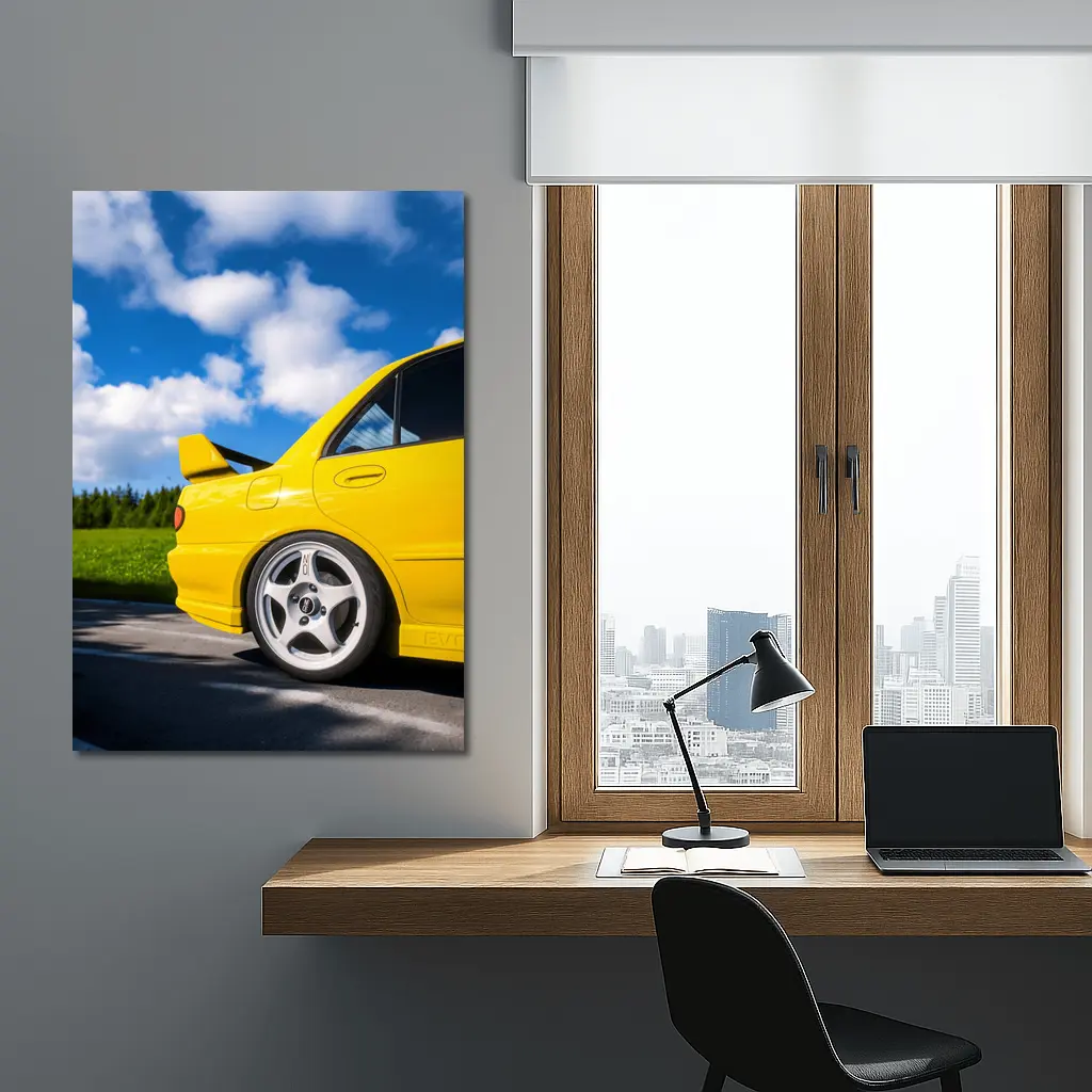 Mitsubishi Lancer Evo Yellow Summer Road – Wall Art