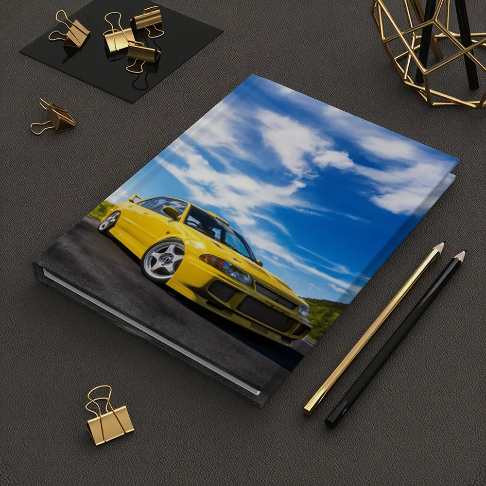 Mitsubishi Lancer Evolution Yellow Open Road – Notebooks