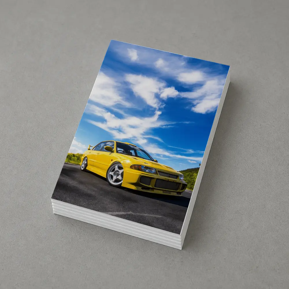 Mitsubishi Lancer Evolution Yellow Open Road – Postcards