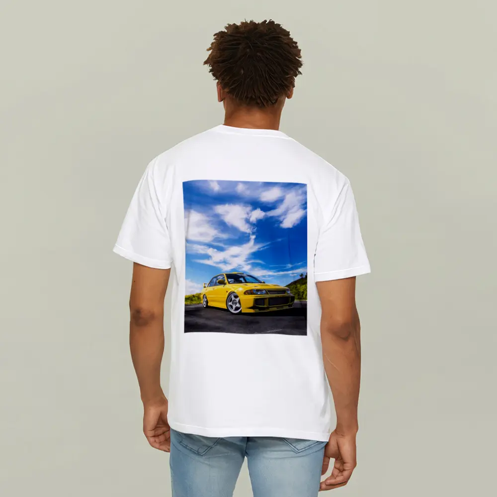 Mitsubishi Lancer Evolution Yellow Open Road – T-Shirts