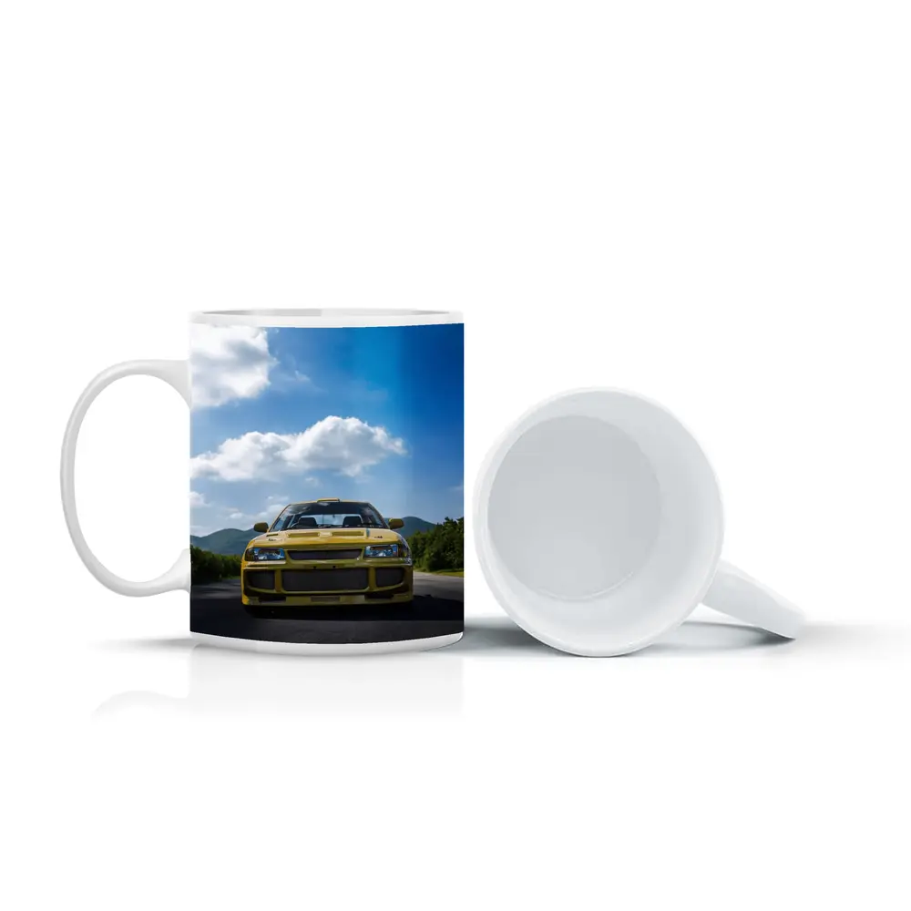 Yellow Mitsubishi Lancer Evo Open Road – Mugs