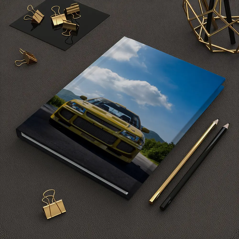 Yellow Mitsubishi Lancer Evo Open Road – Notebooks
