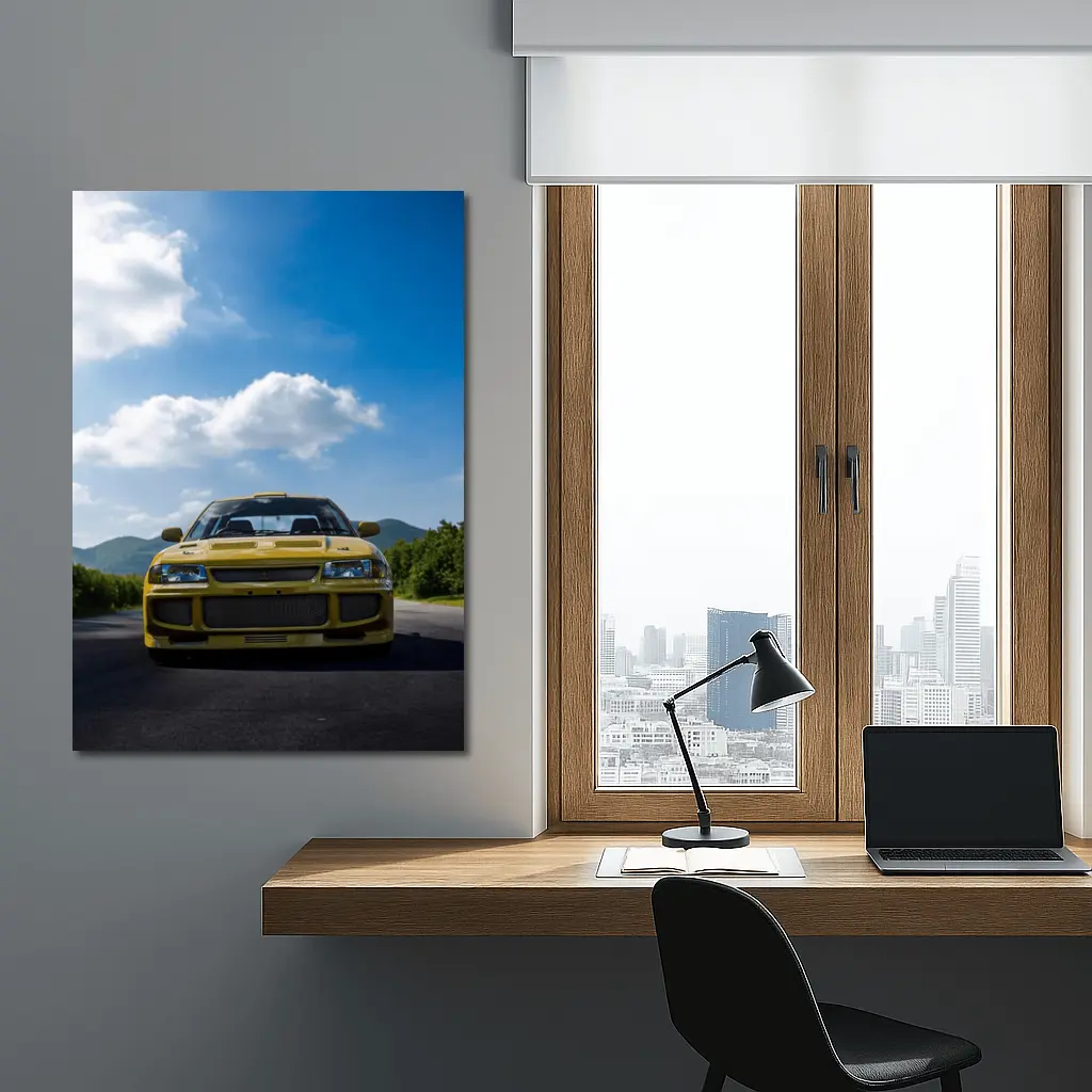 Yellow Mitsubishi Lancer Evo Open Road – Wall Art