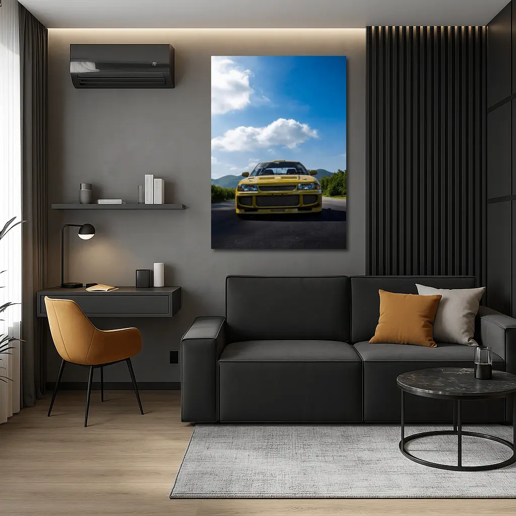 Yellow Mitsubishi Lancer Evo Open Road – Wall Art