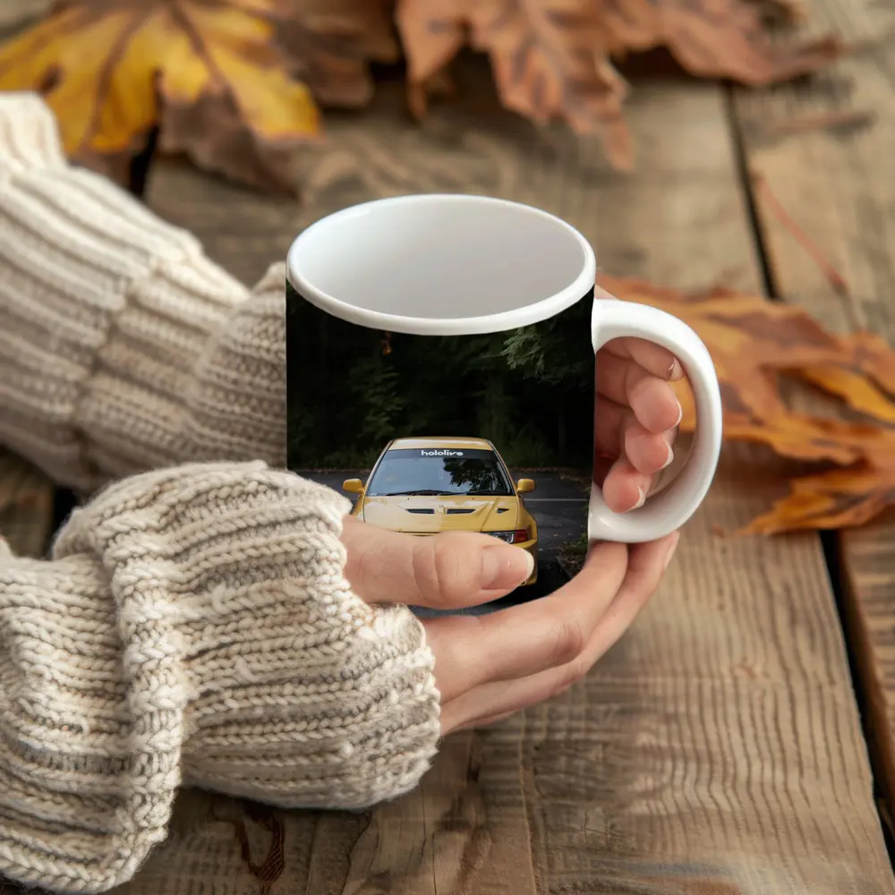 Mitsubishi Lancer Evolution Yellow Forest Road – Mugs