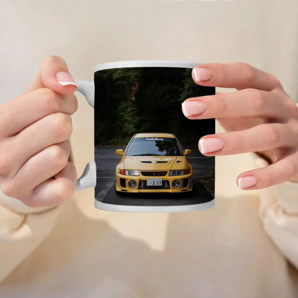 Mitsubishi Lancer Evolution Yellow Forest Road – Mugs
