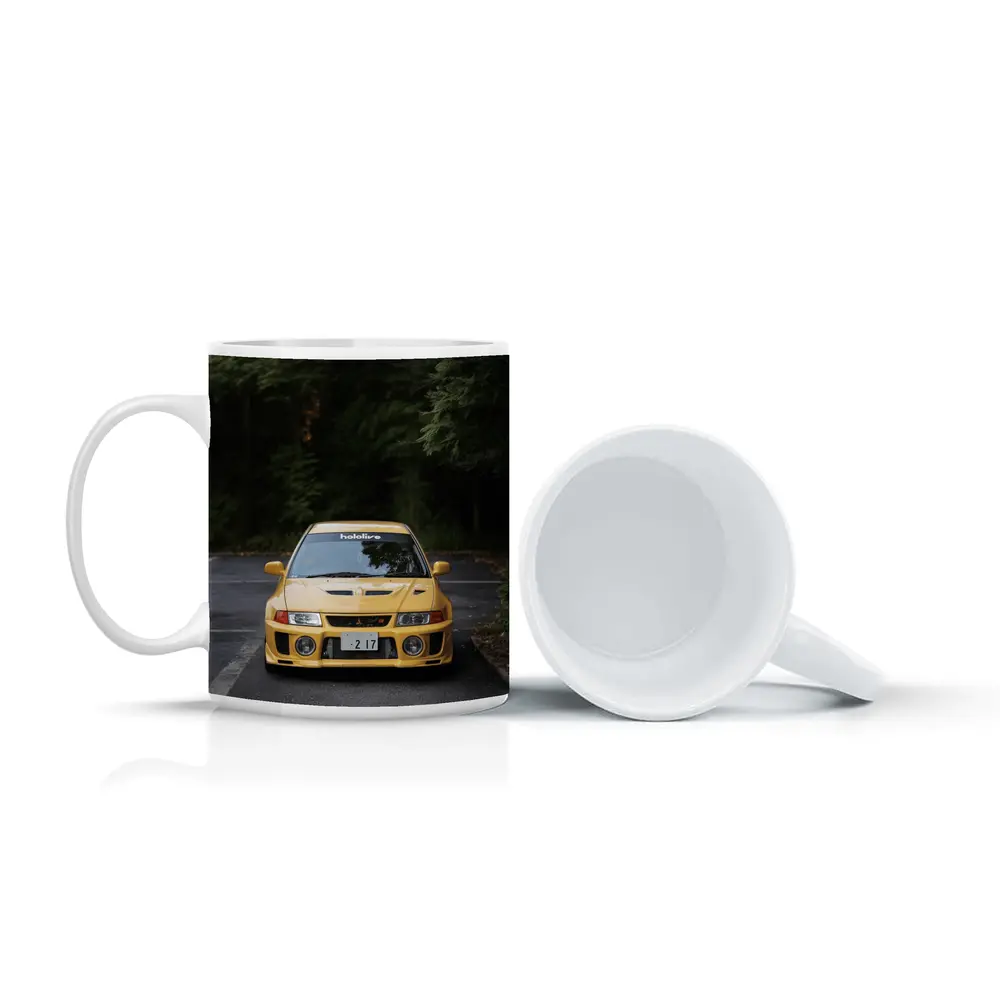 Mitsubishi Lancer Evolution Yellow Forest Road – Mugs