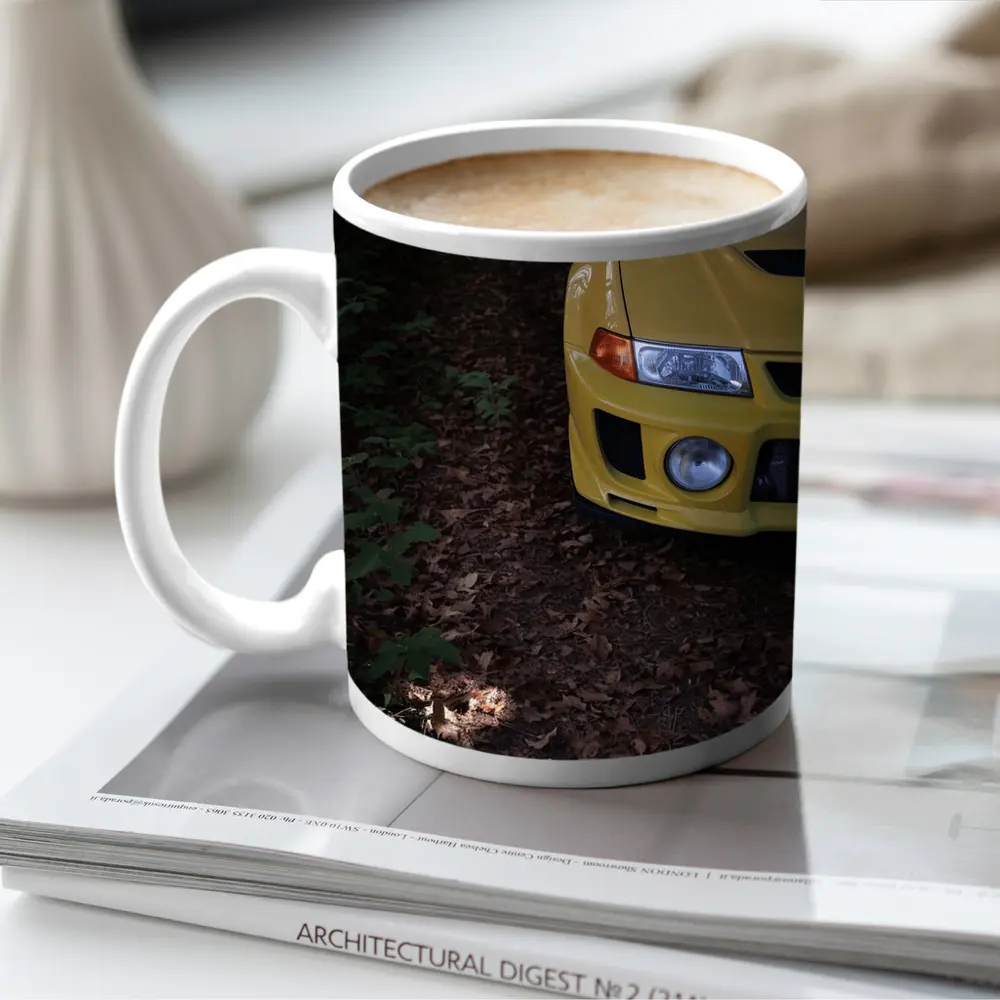 Yellow Mitsubishi Lancer Evolution Forest Trail – Mugs