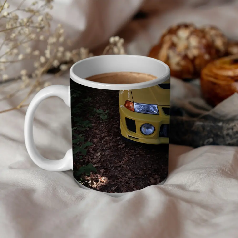 Yellow Mitsubishi Lancer Evolution Forest Trail – Mugs