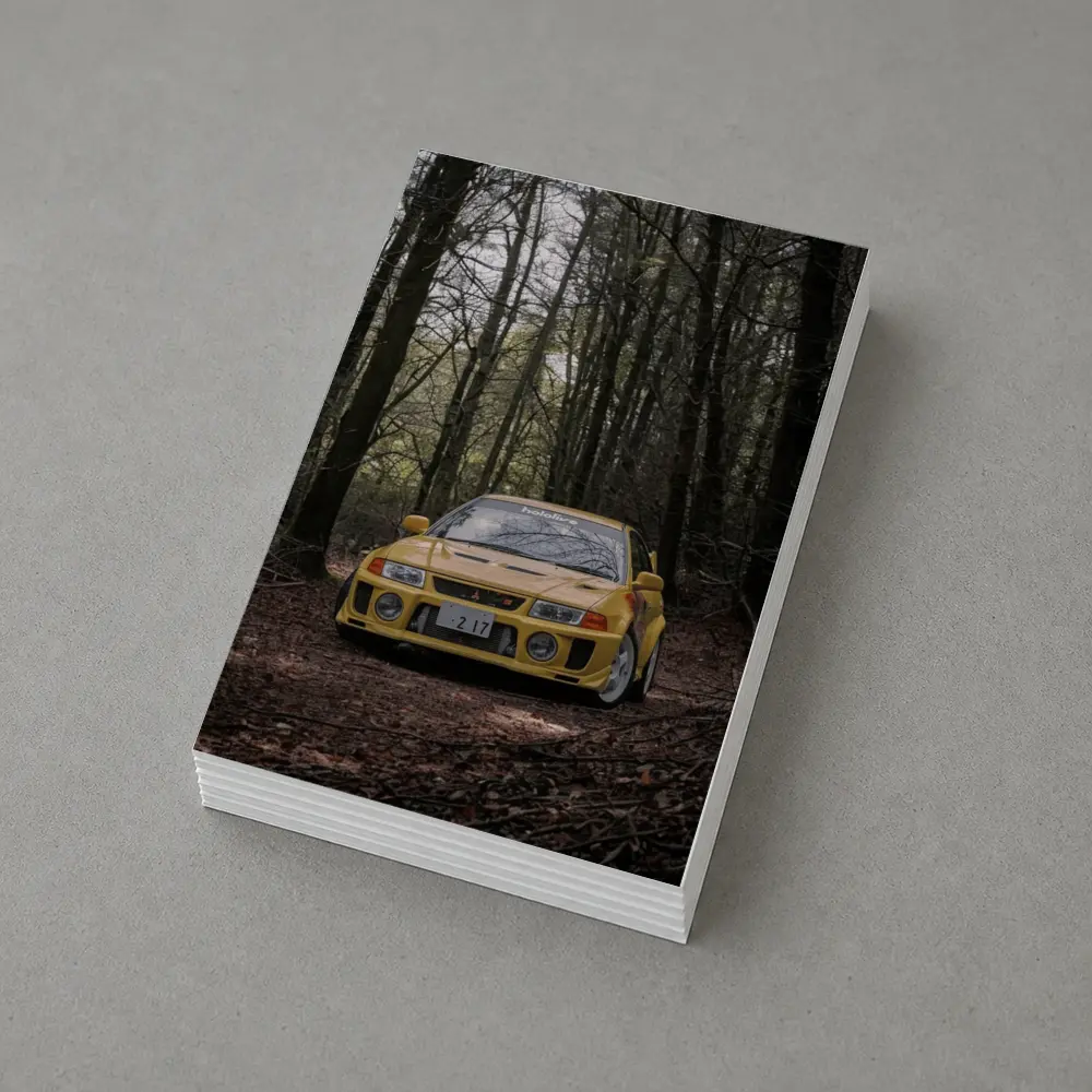 Mitsubishi Lancer Evolution Yellow Forest Road – Postcards