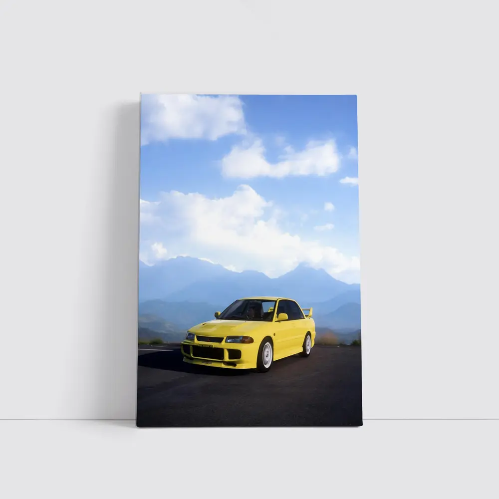 Mitsubishi Lancer Evolution Yellow Mountain Road – Wall Art