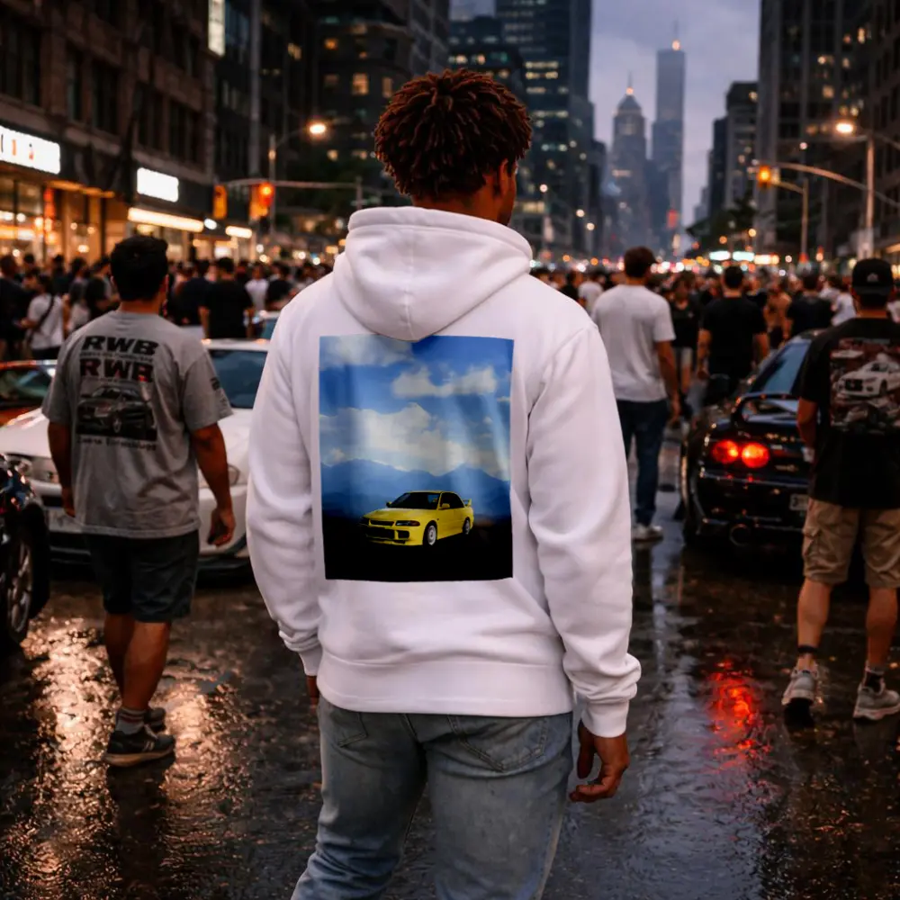 Mitsubishi Lancer Evolution Yellow Mountain Road – Hoodies