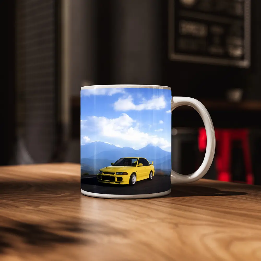 Mitsubishi Lancer Evolution Yellow Mountain Road – Mugs