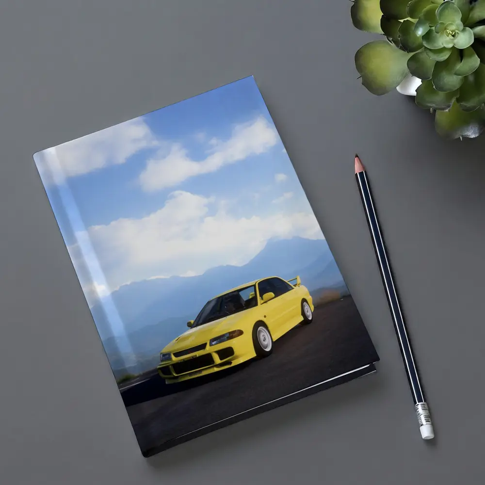 Mitsubishi Lancer Evolution Yellow Mountain Road – Notebooks