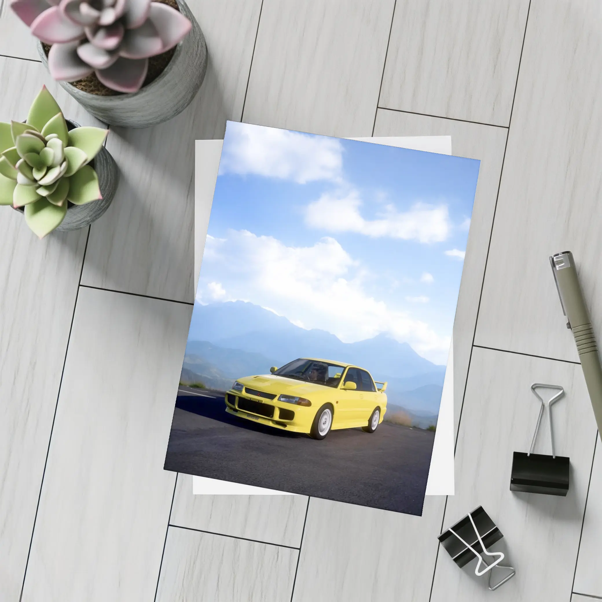 Mitsubishi Lancer Evolution Yellow Mountain Road – Postcards