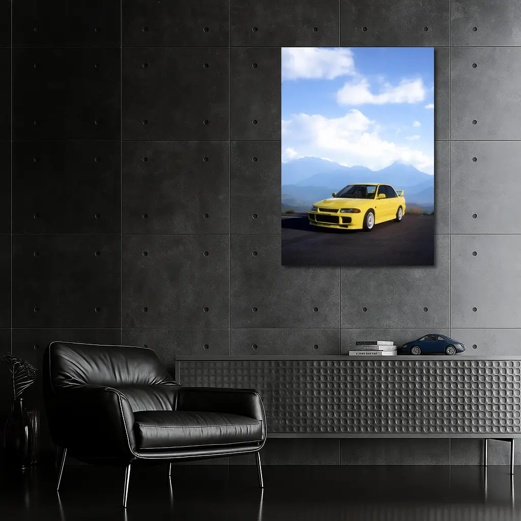 Mitsubishi Lancer Evolution Yellow Mountain Road – Wall Art