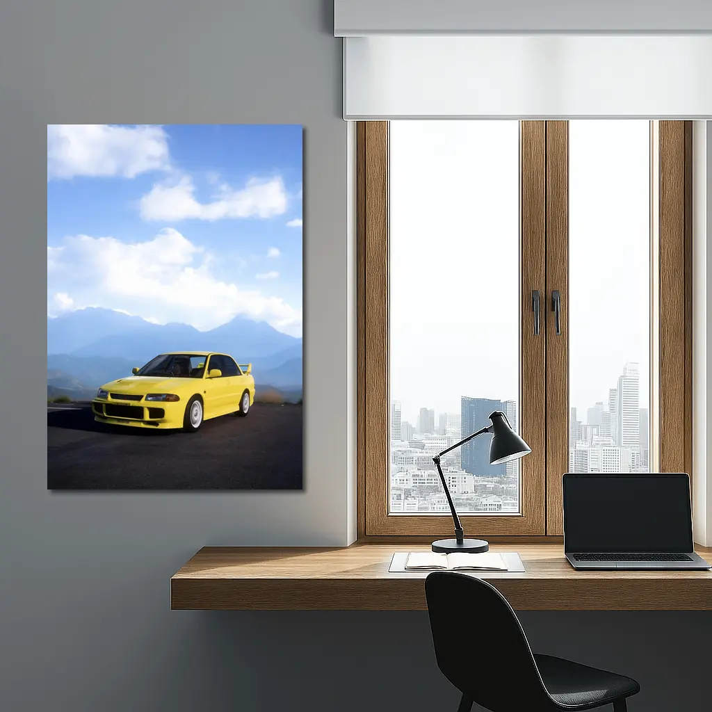 Mitsubishi Lancer Evolution Yellow Mountain Road – Wall Art