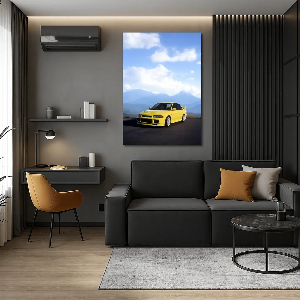 Mitsubishi Lancer Evolution Yellow Mountain Road – Wall Art