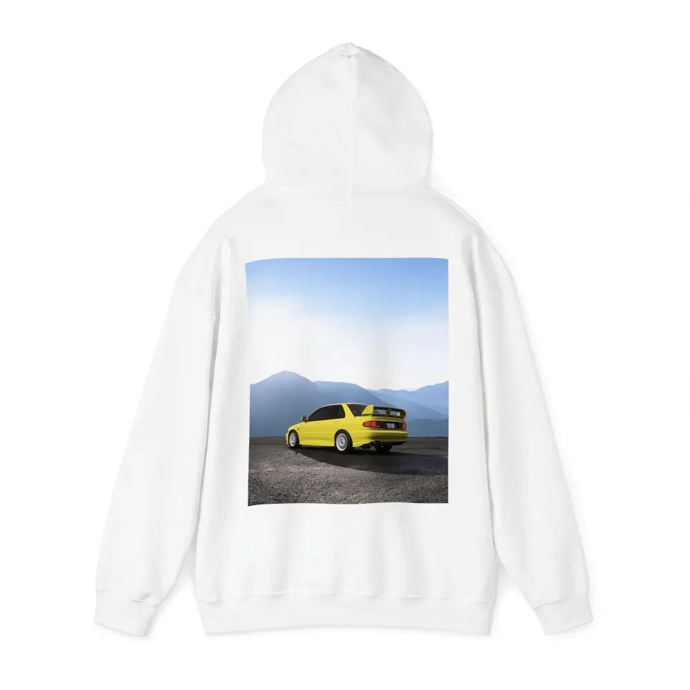 Mitsubishi Lancer Yellow Car Mountain Background – Hoodies