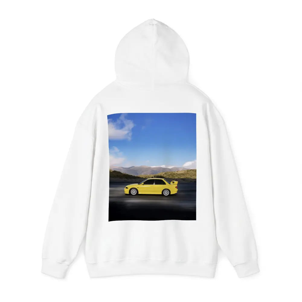 Mitsubishi Lancer Yellow Car Mountain Road – Hoodies