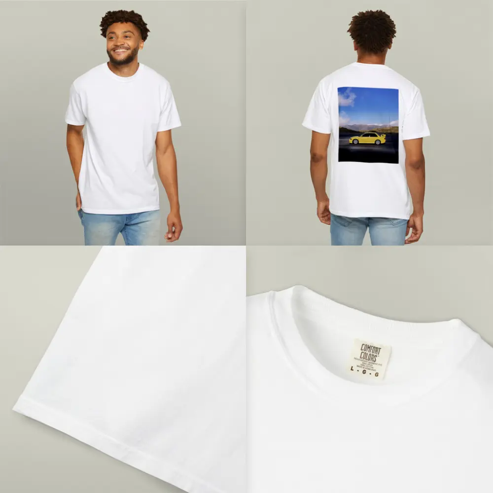 Mitsubishi Lancer Yellow Car Mountain Road – T-Shirts