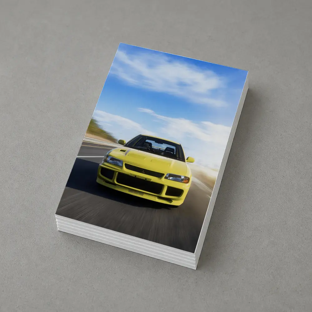 Mitsubishi Lancer Evolution Yellow Open Road – Postcards