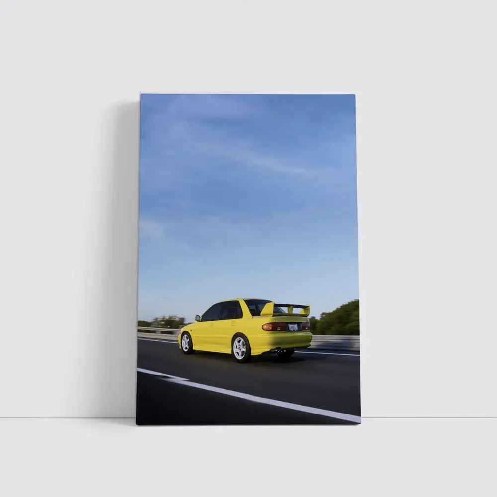 Mitsubishi Lancer Evolution Yellow Highway Motion – Wall Art